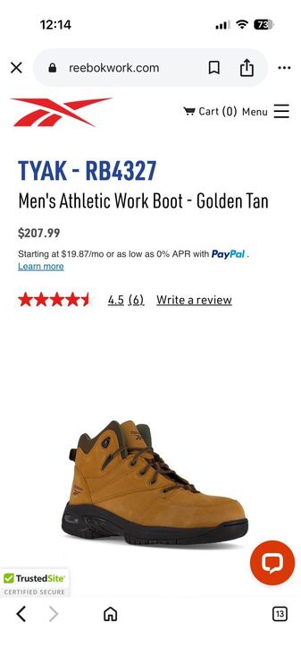 NEW Reebok TYAK RB4327 men’s athletic work boot size 14 composite toe TAN main image 9